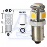 Żarówka LED 12V 0,9W do lamp topowych z trzonkiem BA9S